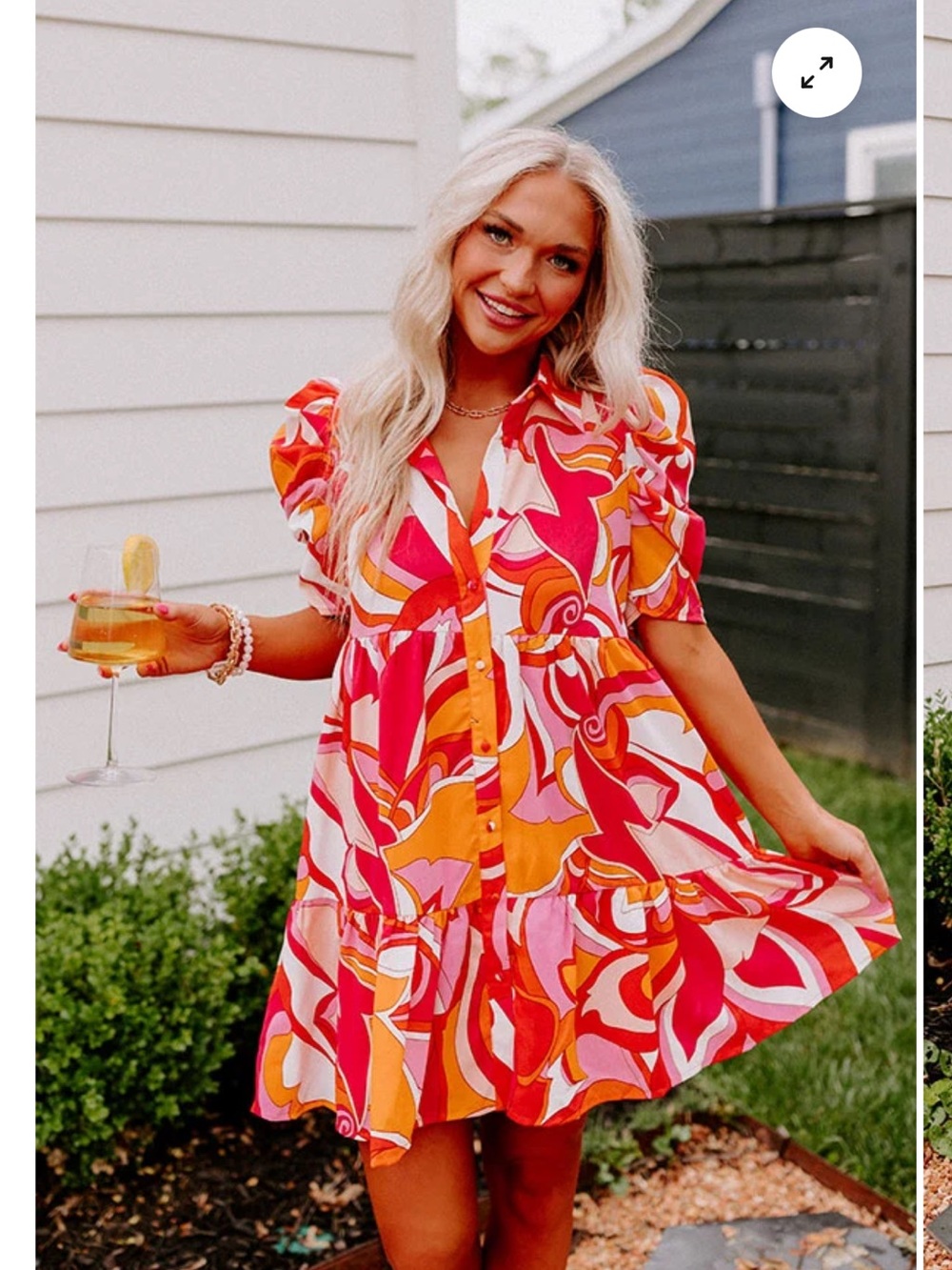 Shop Impressions Purely Poetic Pink & Orange Swirl Babydoll Shift Dres